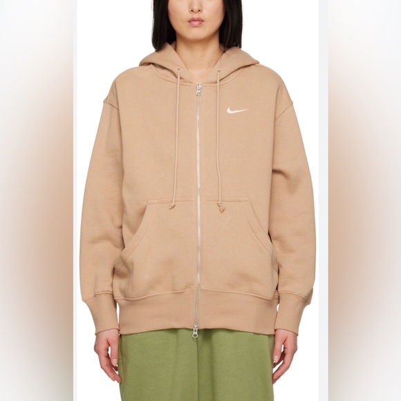 Nike Tops - Nike Women Tan Brown Sportswear Phoenix Fleece Oversize Full-Zip Hoodie Size S